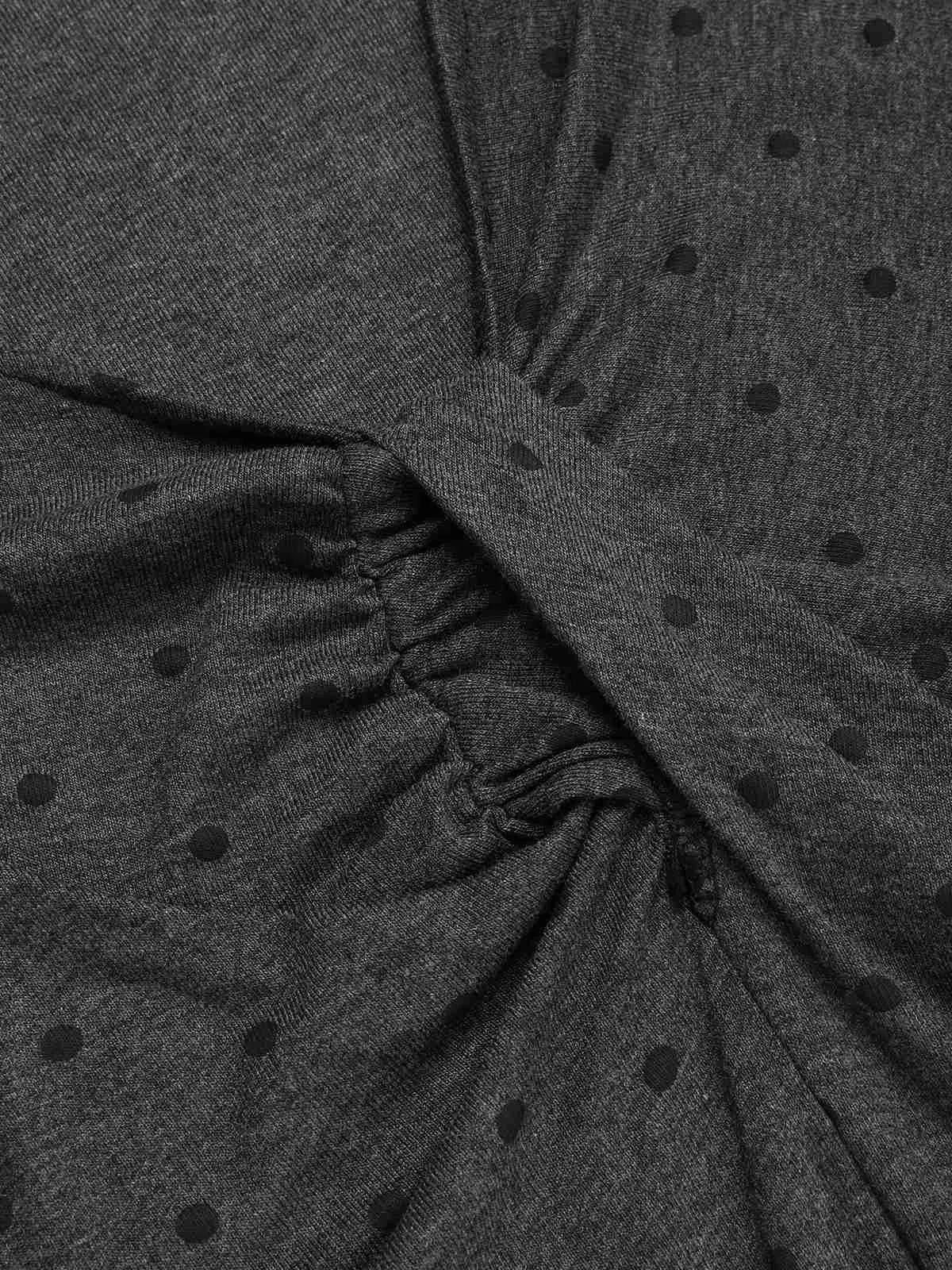 Gray 1960s Polka Dots V-Neck Bodycon Dress sold by Retro Stage product image thumbnail 3