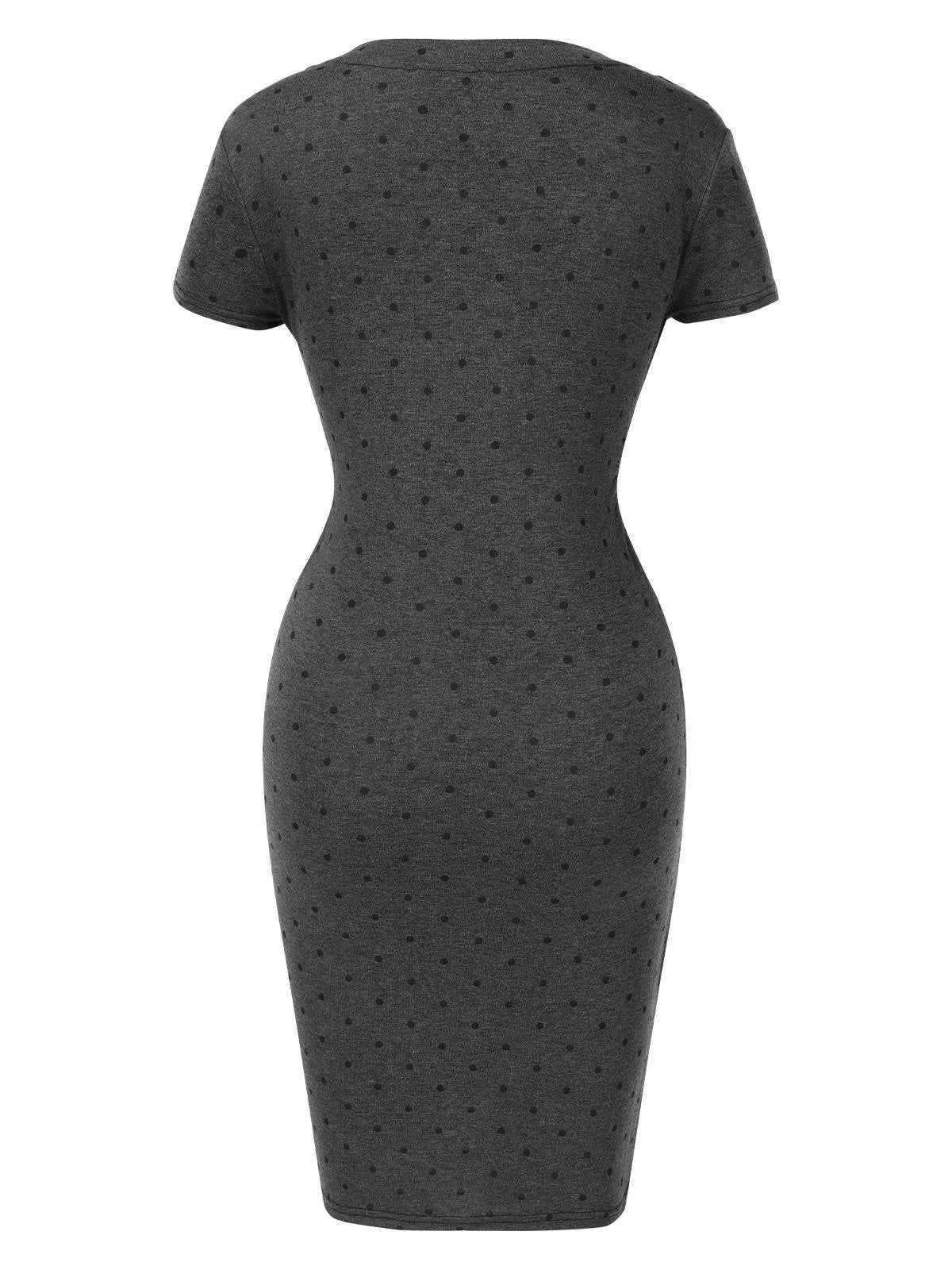 Gray 1960s Polka Dots V-Neck Bodycon Dress sold by Retro Stage product image thumbnail 2