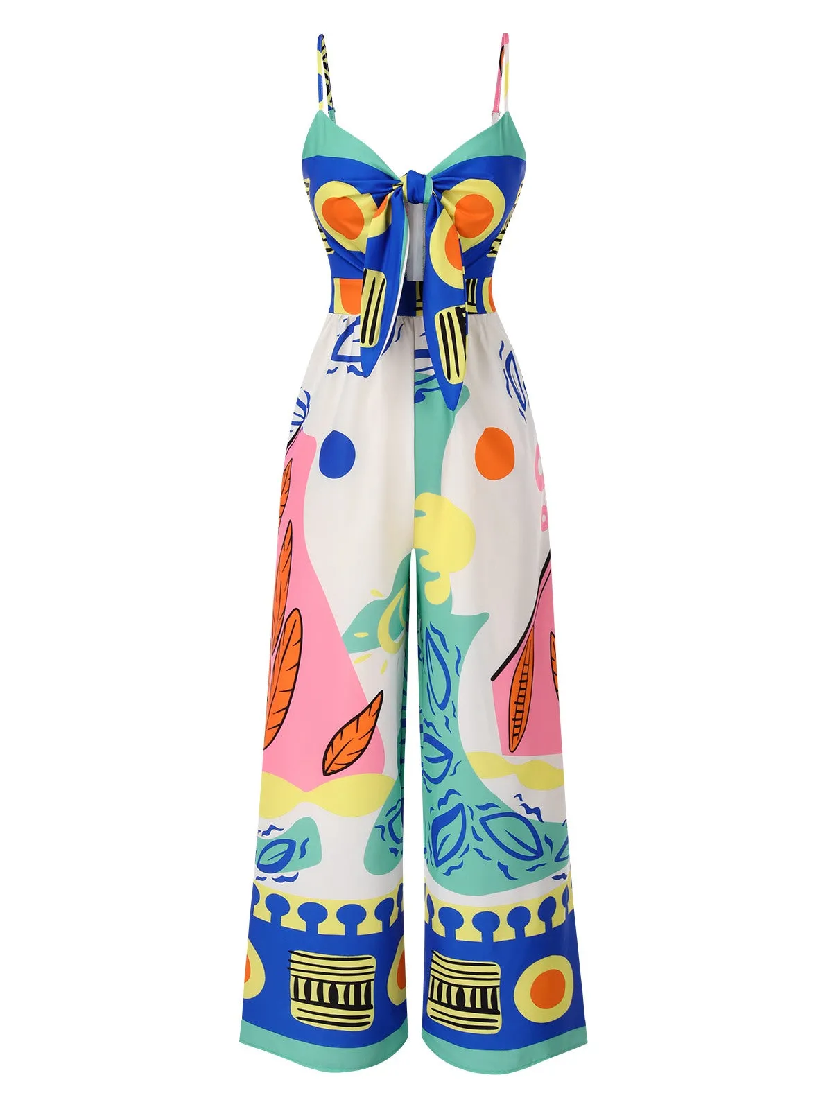 Multicolor 1930s Painting Chest Tie Jumpsuit sold by Retro Stage