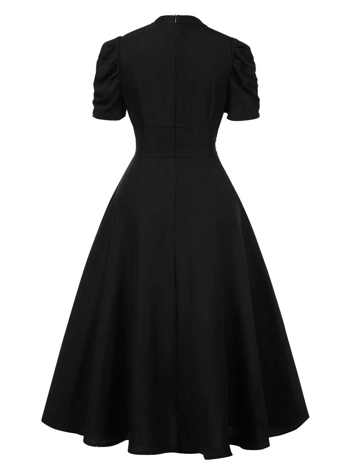 1950s Solid Empire Waist V-Neck Puff Sleeves Dress sold by Retro Stage product image thumbnail 5