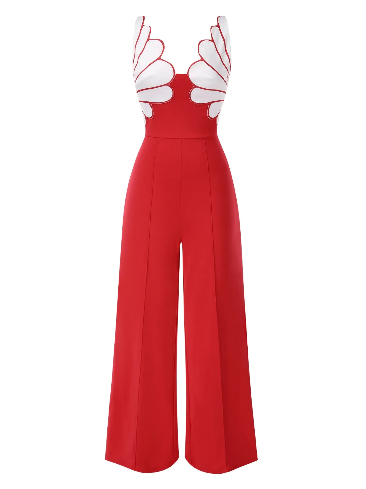 1930s Floral Patchwork V-Neck Straps Jumpsuit sold by Retro Stage product image thumbnail 4