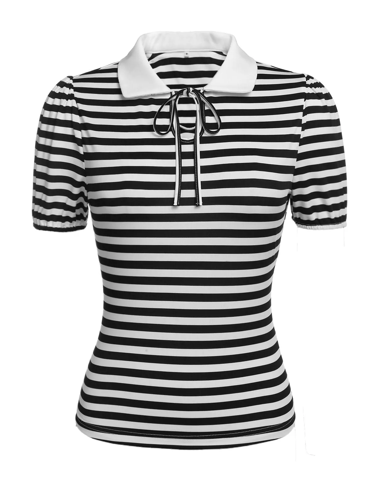 1950s Stripe Lapel Bow Knit Top sold by Retro Stage product image thumbnail 2