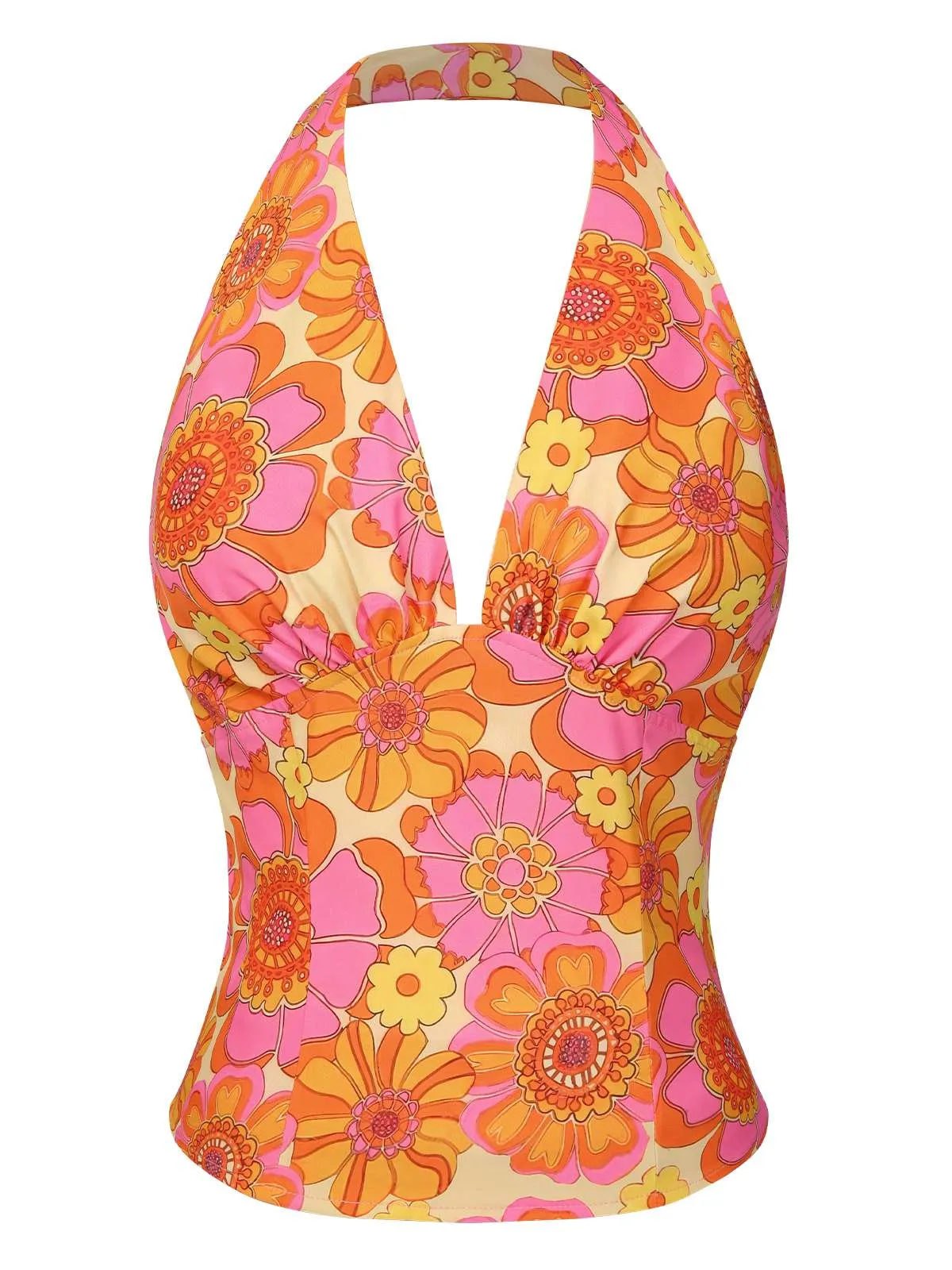2PCS 1960s Floral Halter Top & Solid Skirt sold by Retro Stage product image thumbnail 5