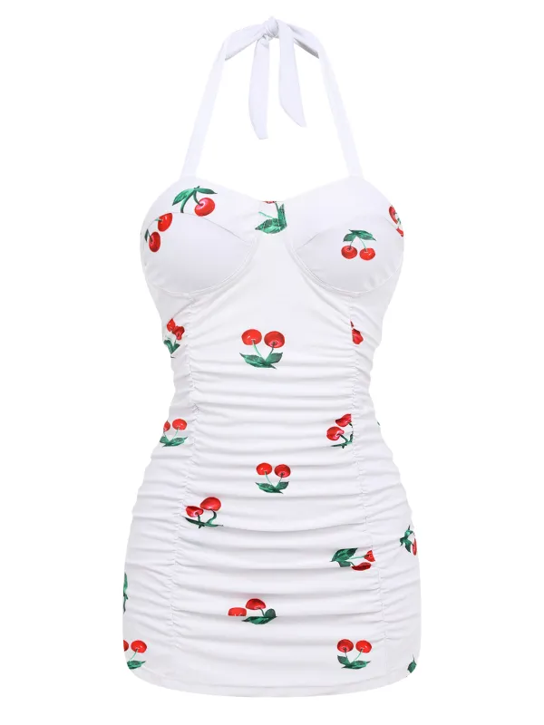 [US Warehouse] Retro 1950s Cherry Summer One-piece Swimsuit sold by Retro Stage