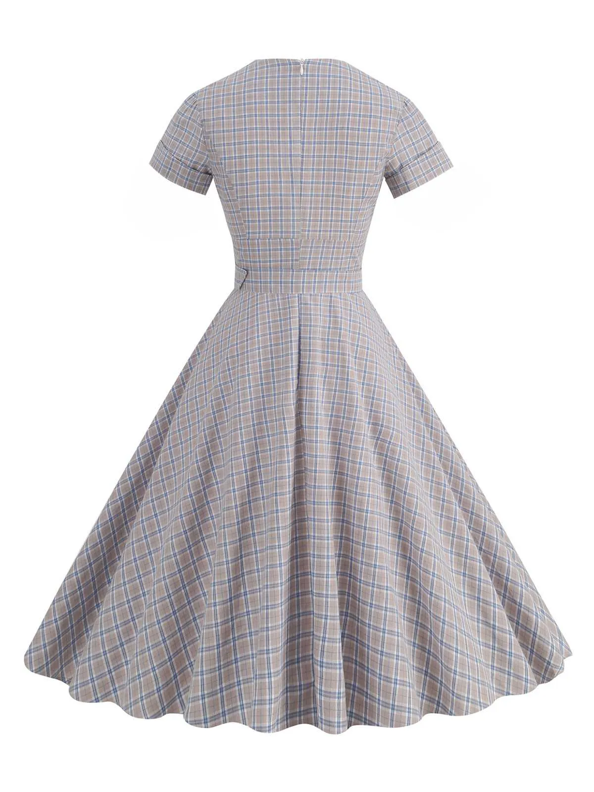 1950s Lapel Plaids Belted Dress sold by Retro Stage product image thumbnail 2
