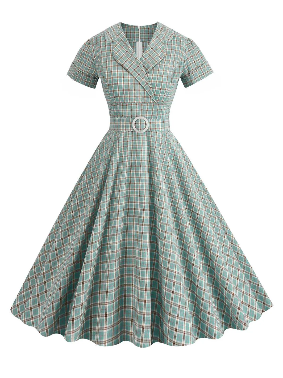 1950s Lapel Plaids Belted Dress sold by Retro Stage product image thumbnail 4