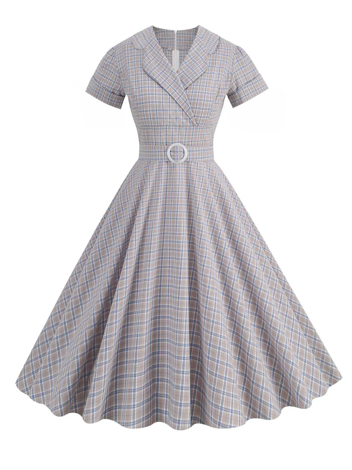 1950s Lapel Plaids Belted Dress sold by Retro Stage