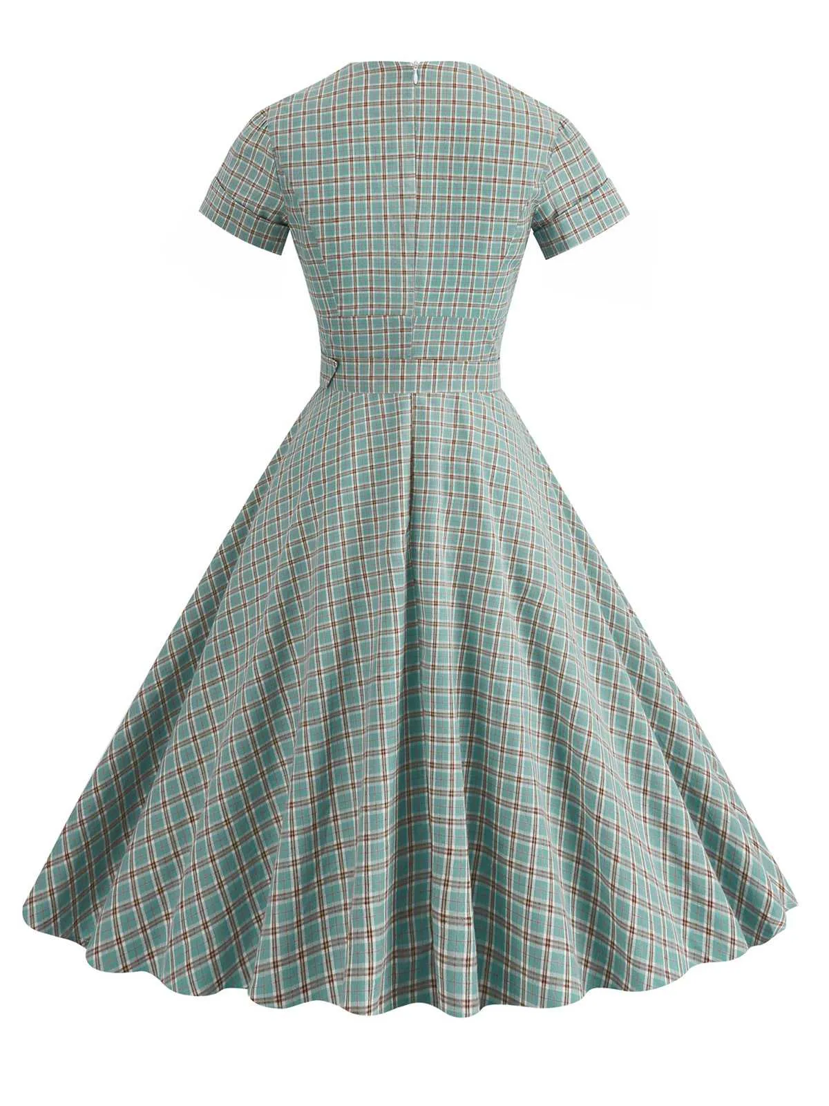 1950s Lapel Plaids Belted Dress sold by Retro Stage product image thumbnail 5