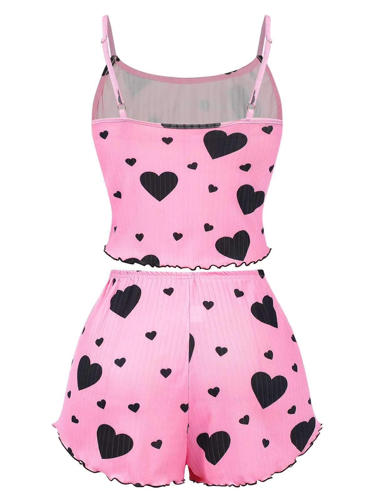 Pink 1950s Spaghetti Strap Bow Heart Pajama sold by Retro Stage product image thumbnail 2