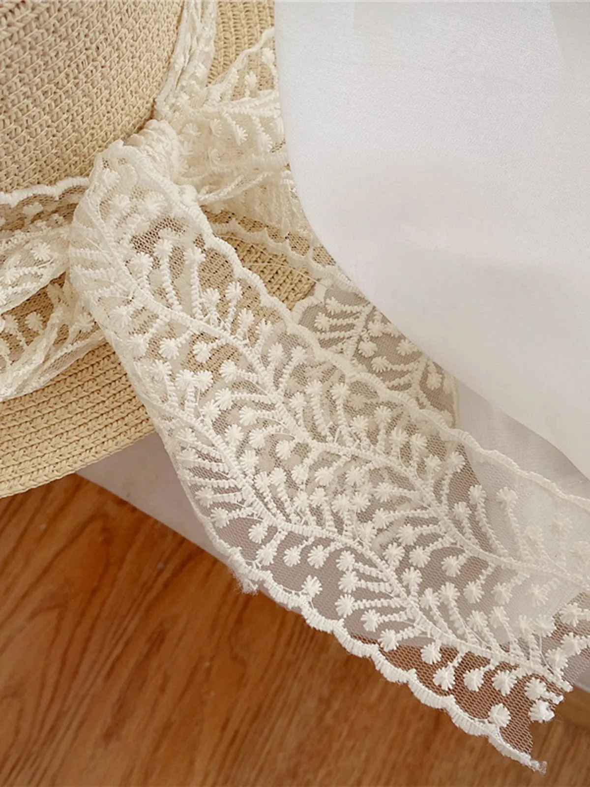 Light Khaki Vintage Ribbon Straw Sun Hat sold by Retro Stage product image thumbnail 5