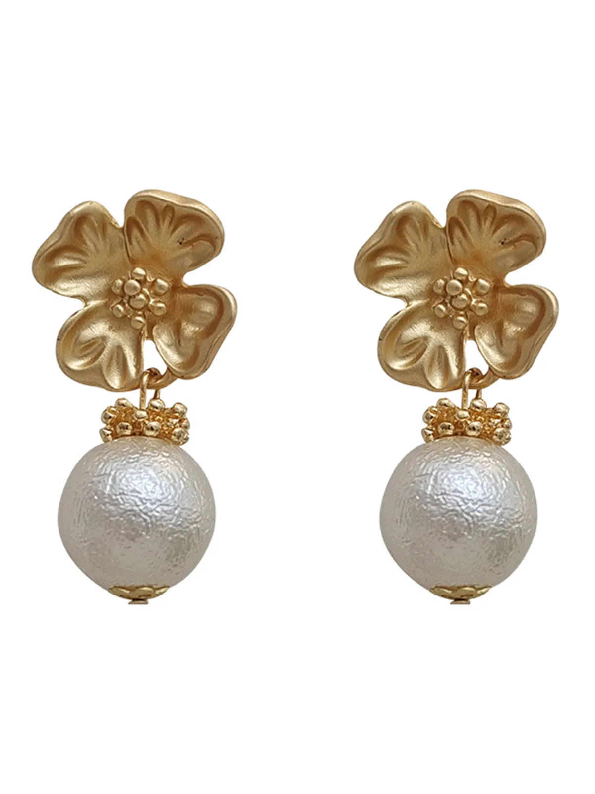 Retro Alloy Flower Pearl Earrings sold by Retro Stage product image thumbnail 5