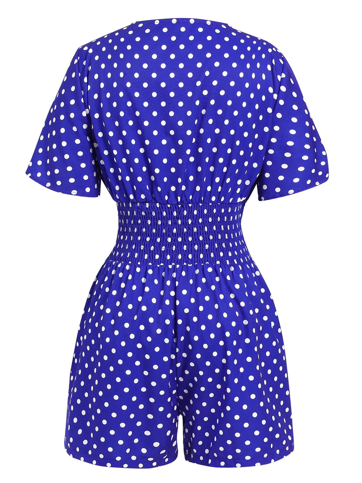 Blue 1940s V-Neck Polka Dots Romper sold by Retro Stage product image thumbnail 3
