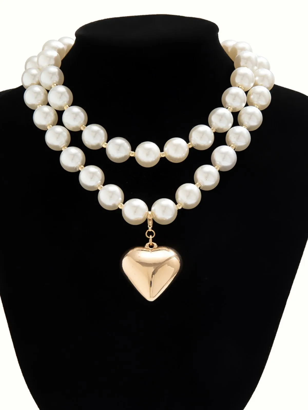 Vintage Pearl Heart Pendant Necklace sold by Retro Stage product image thumbnail 3