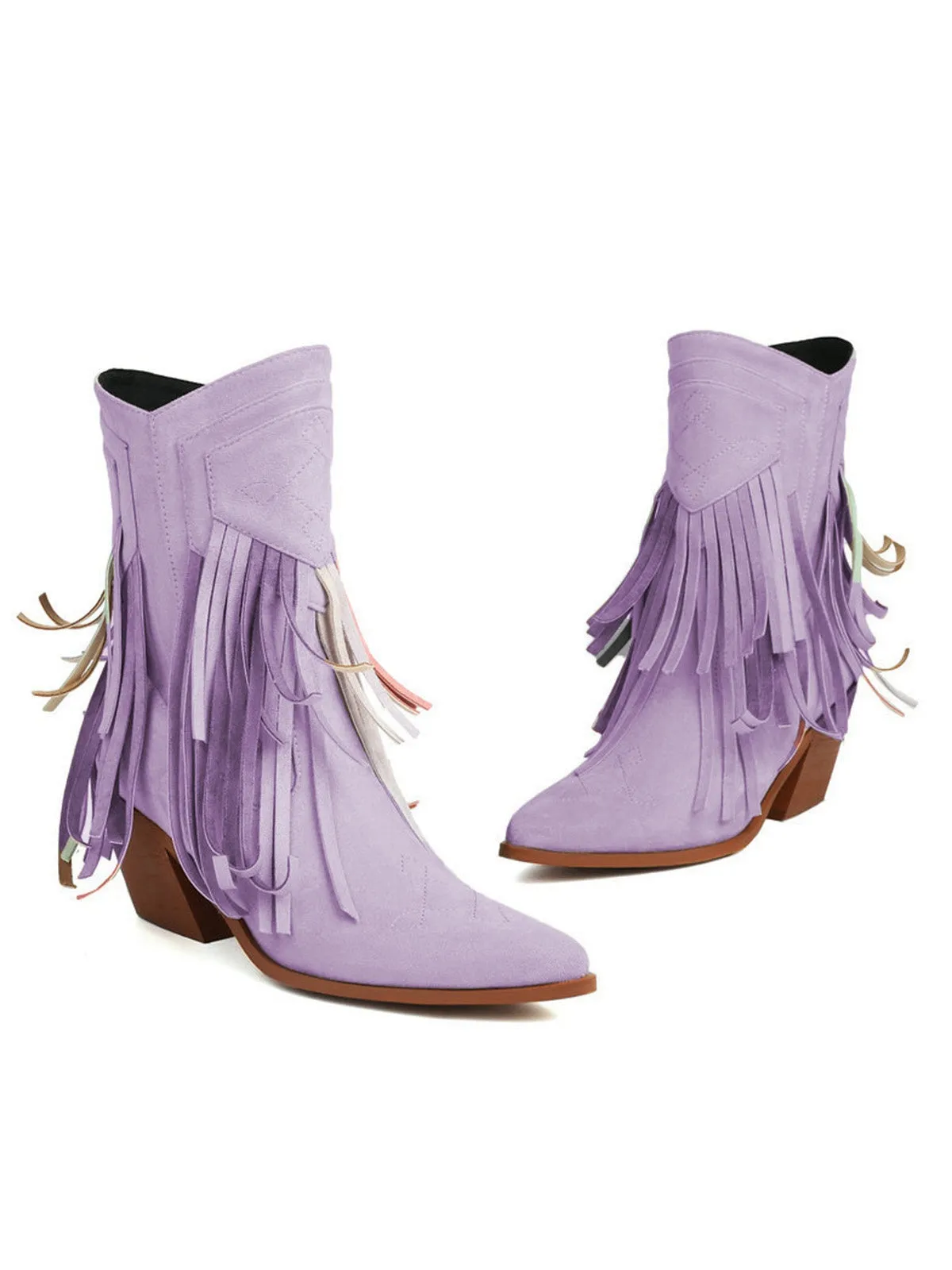 Vintage Tassel Mid Heel Flannelette Boots sold by Retro Stage product image thumbnail 4