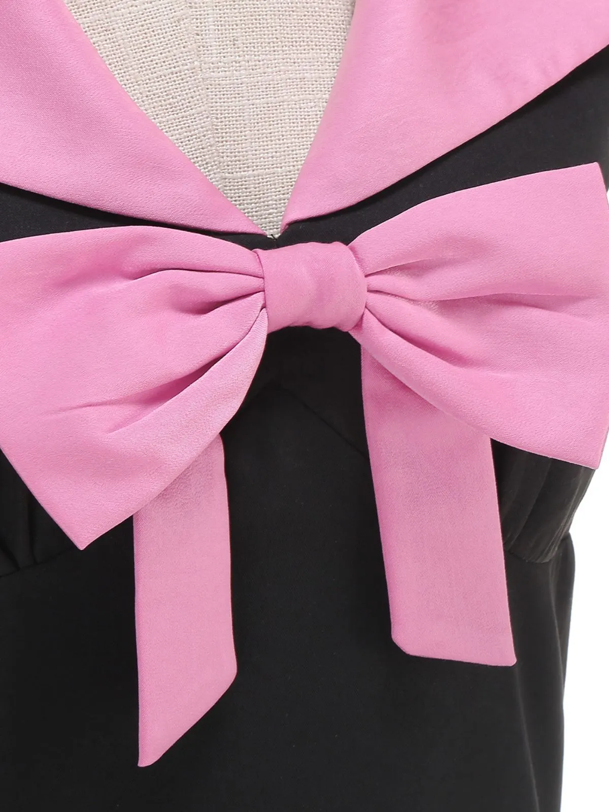 Black 1950s Halter Bow Patchwork A-line Dress sold by Retro Stage product image thumbnail 3