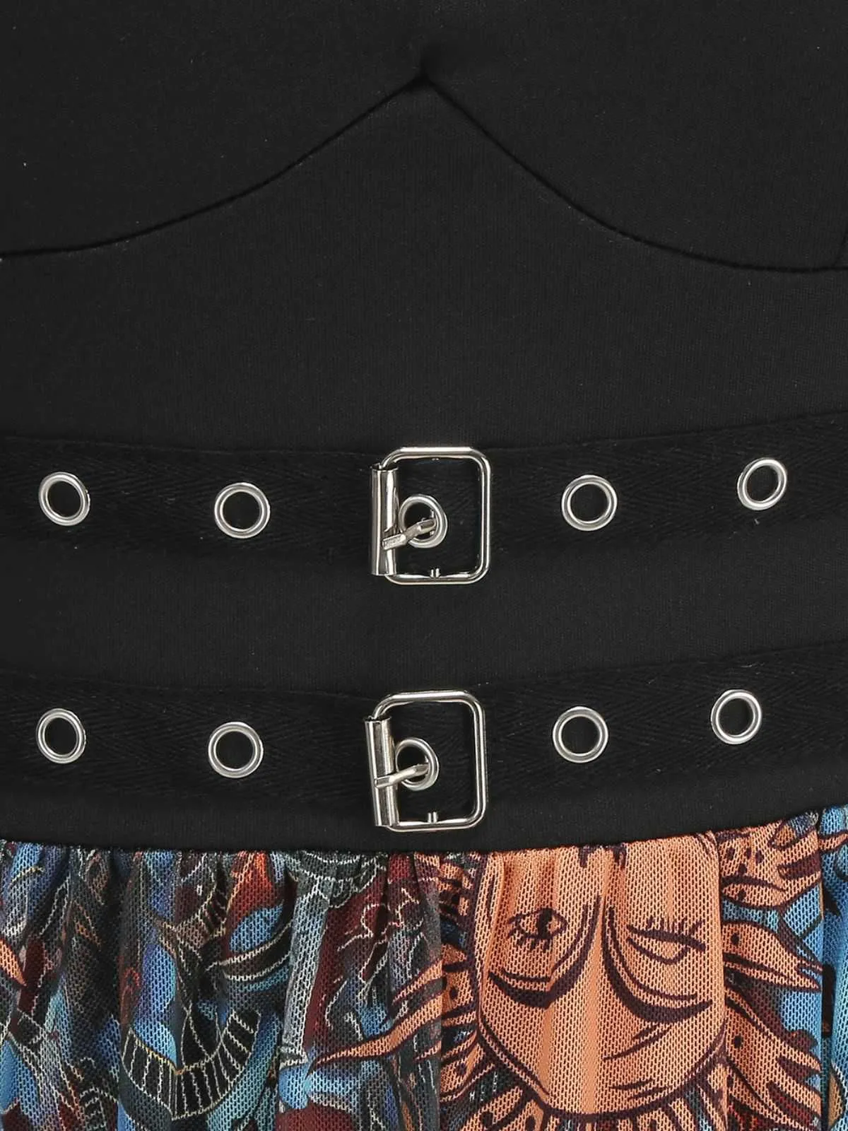 Black 1950s Sun Face Print Sleeveless A-line Dress sold by Retro Stage product image thumbnail 3