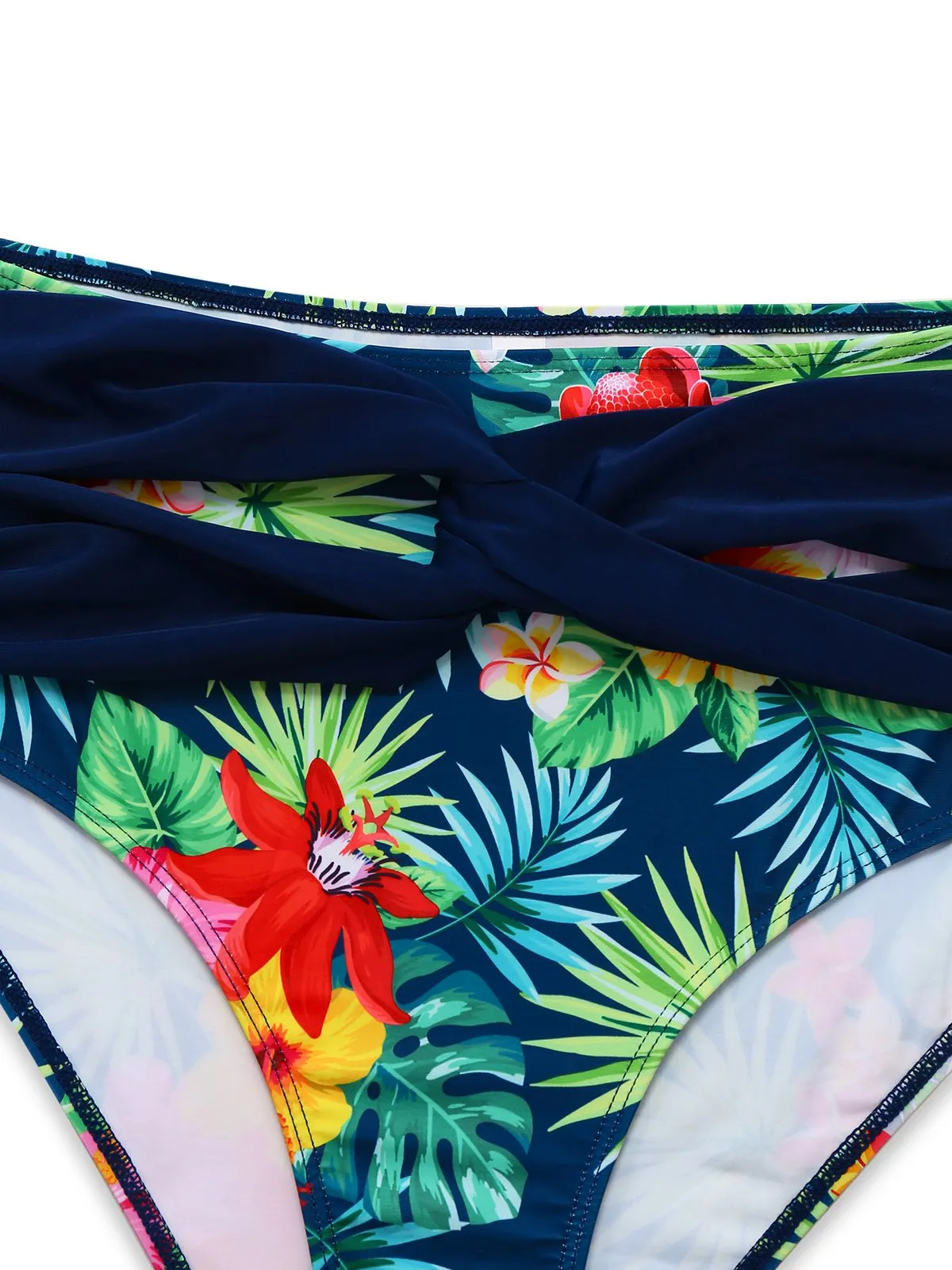 Multicolor 1950s Tropical Plants Patchwork Bikini Set sold by Retro Stage product image thumbnail 4