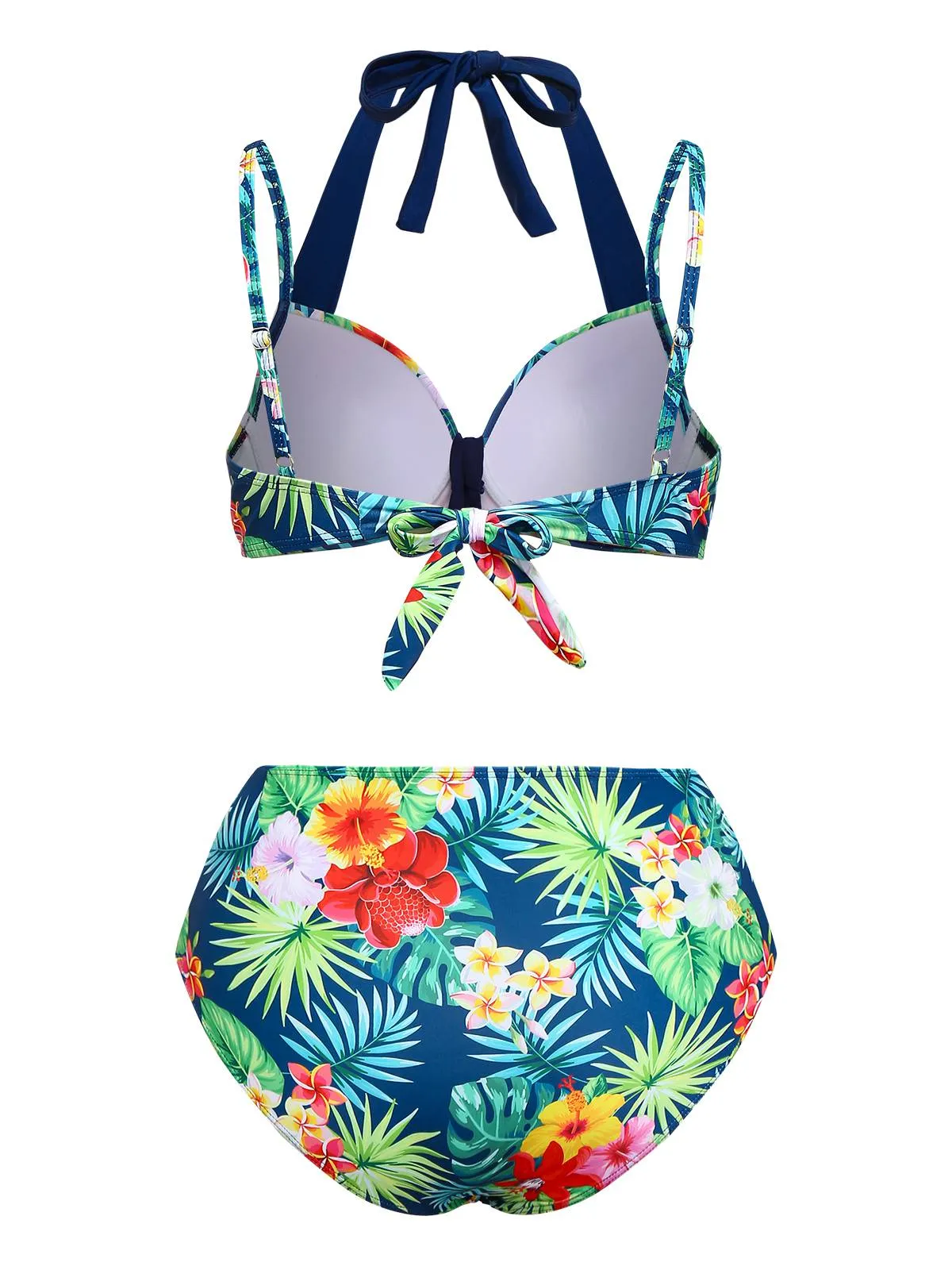 Multicolor 1950s Tropical Plants Patchwork Bikini Set sold by Retro Stage product image thumbnail 2