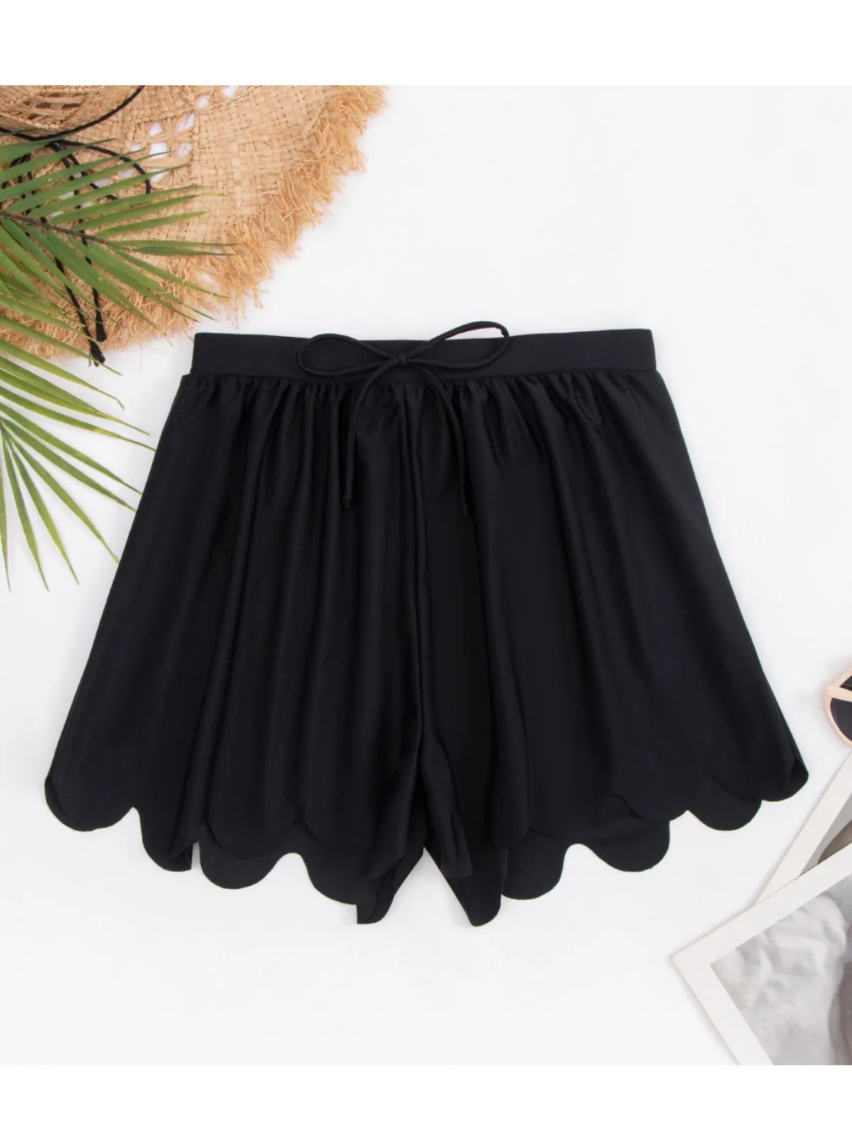 Black 1950s Scallop Trim Solid Bikini Shorts sold by Retro Stage product image thumbnail 3