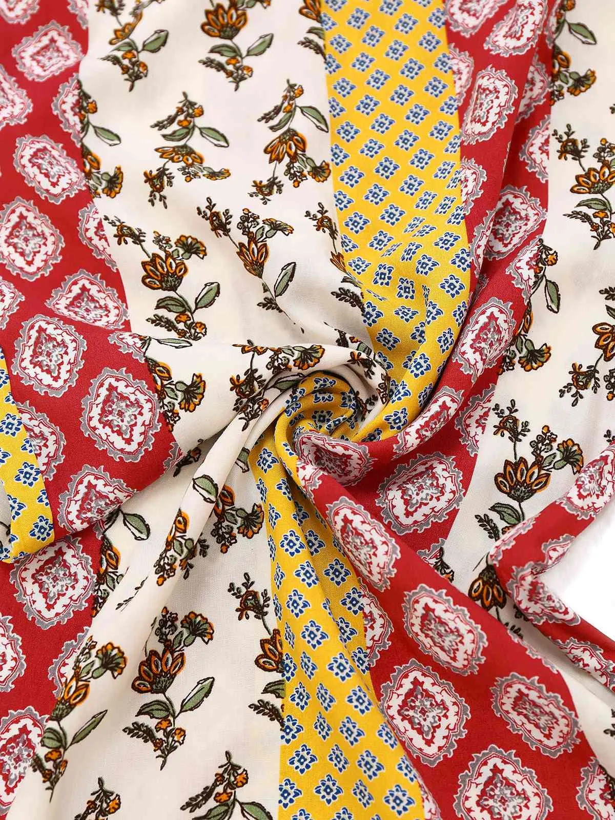 Yellow 1970s Bohemian Floral Tribal Pattern Jumpsuit sold by Retro Stage product image thumbnail 5