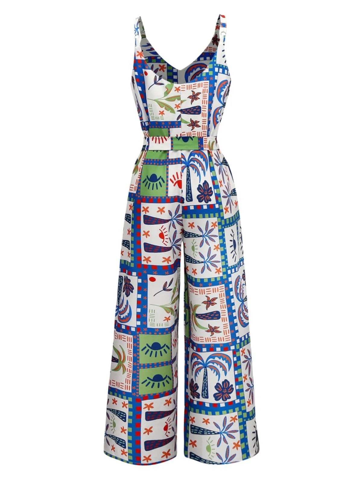 Blue 1930s Beach Print Sleeveless Jumpsuit sold by Retro Stage product image thumbnail 2