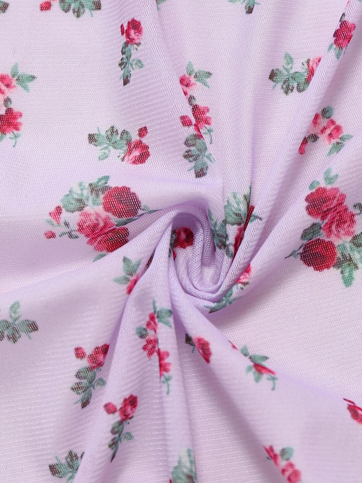 Lavender 1930s Ditsy Floral Bow Slip Nightdress sold by Retro Stage product image thumbnail 4