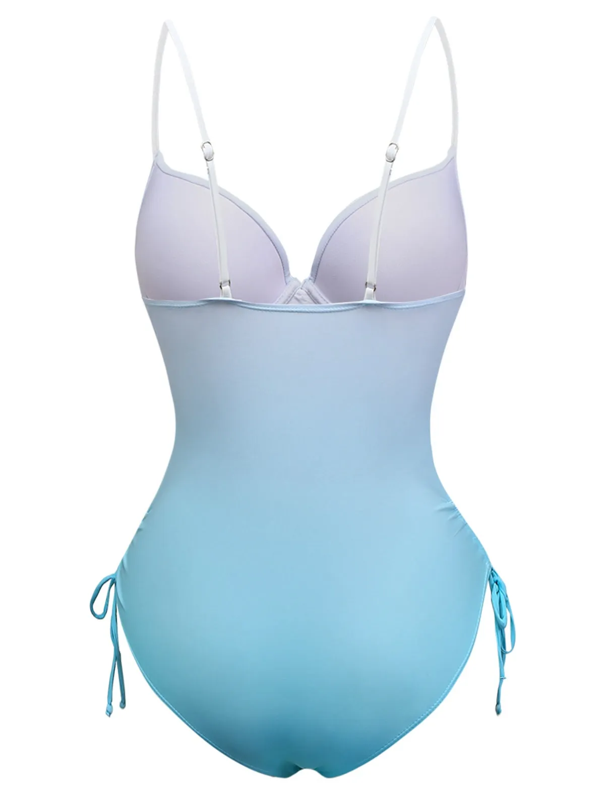 Light Blue 1940s Bow Spaghetti Strap One-Piece Swimsuit sold by Retro Stage product image thumbnail 2