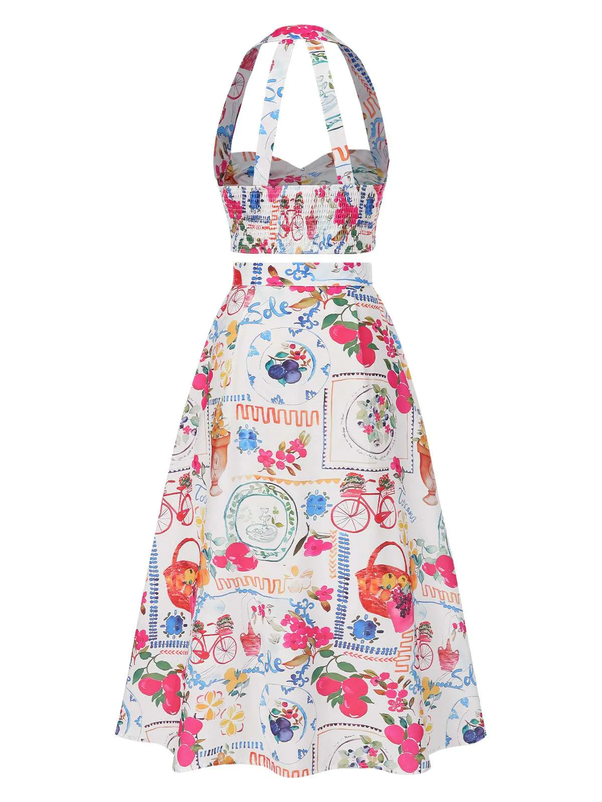 2PCS 1950s All-Over Stamps Crop Top & Skirt sold by Retro Stage product image thumbnail 2