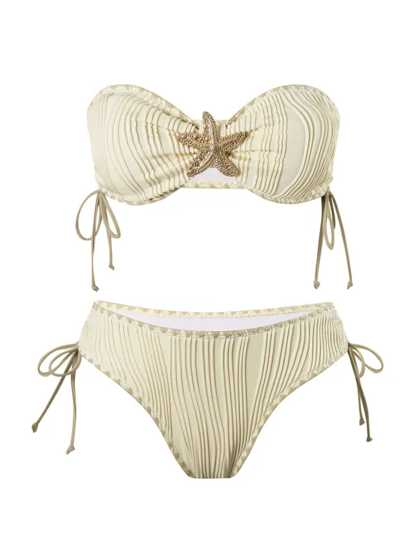 1950s Bandeau Sand-Ripple Jeweled Starfish Bikini Set sold by Retro Stage
