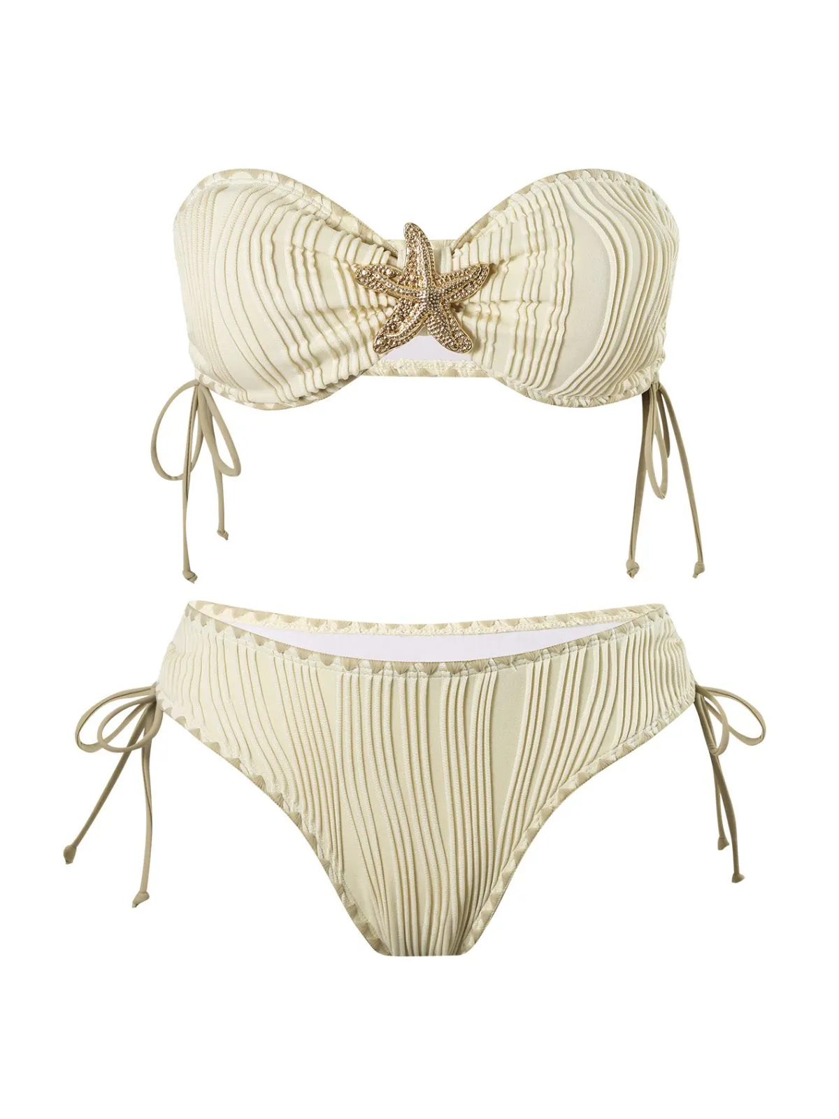 1950s Bandeau Sand-Ripple Jeweled Starfish Bikini Set sold by Retro Stage