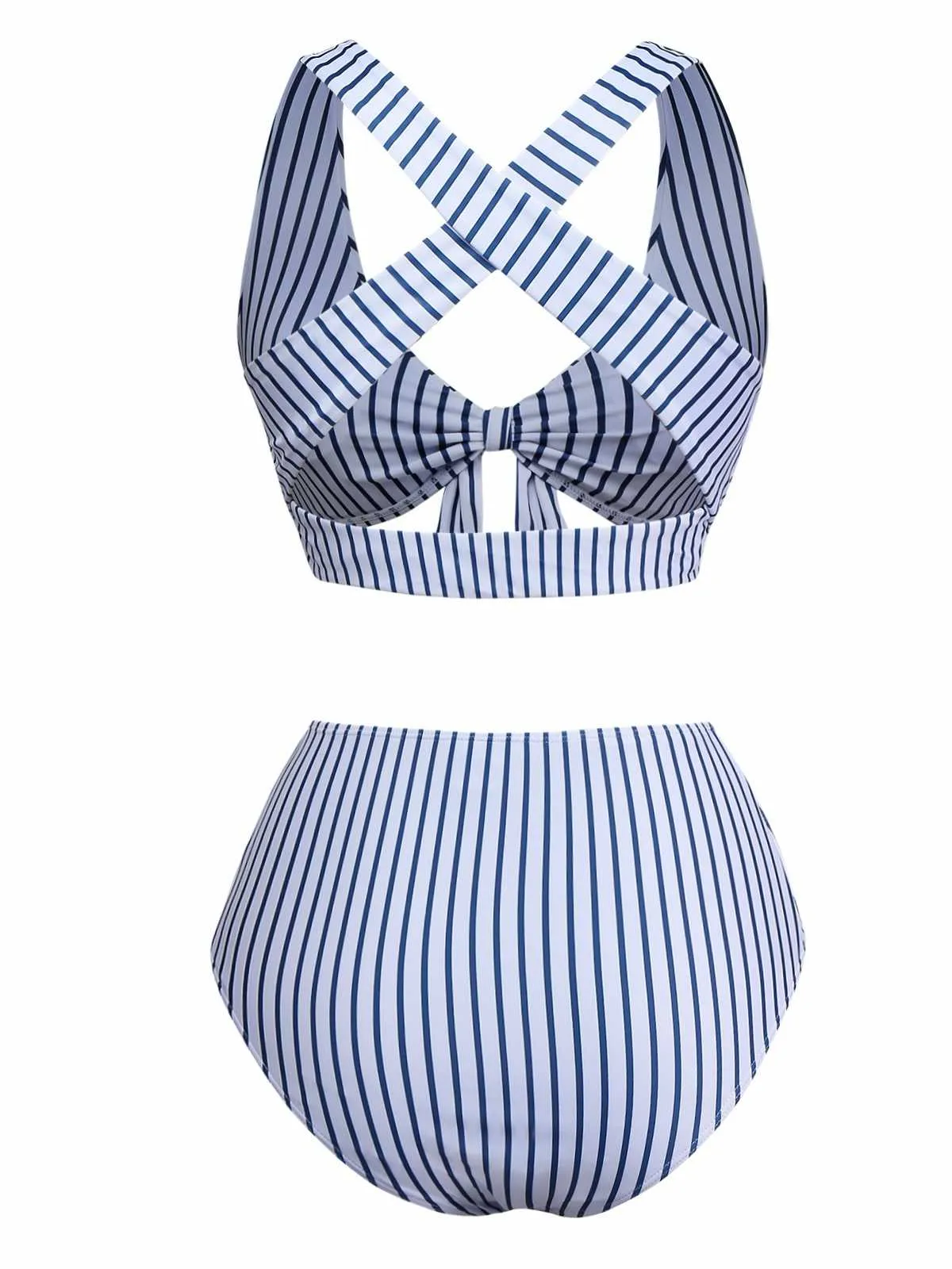 1950s Stripes Criss-Cross High-Waist Bikini Set sold by Retro Stage product image thumbnail 2