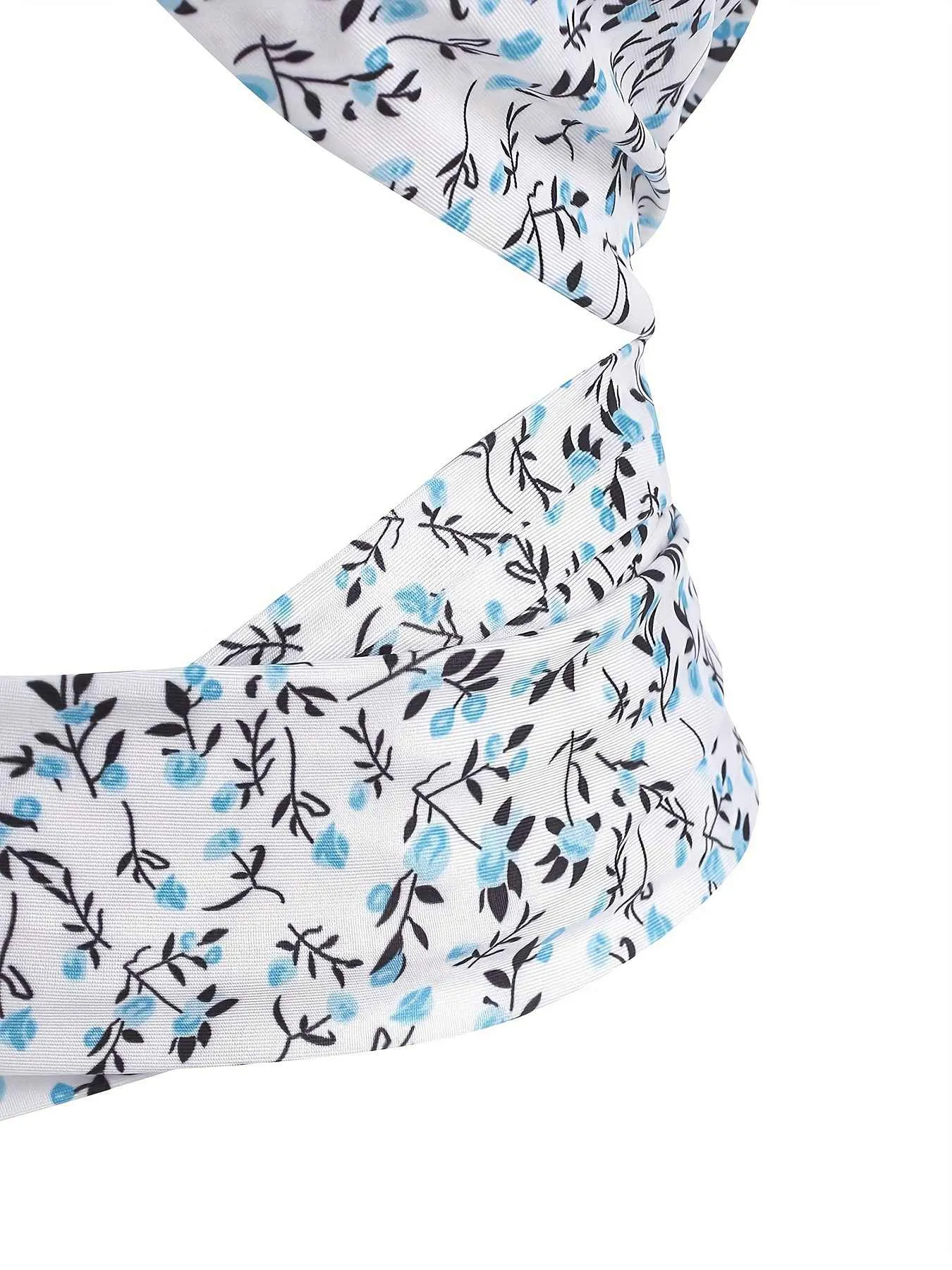 Blue 1950s Ditsy Floral Lace-Up Crop Camisole sold by Retro Stage product image thumbnail 3