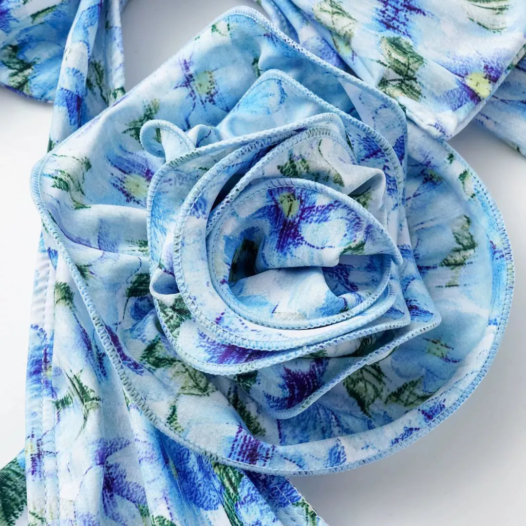 Blue 1930s Halter Floral Print 3D Rose Swimsuit sold by Retro Stage product image thumbnail 3