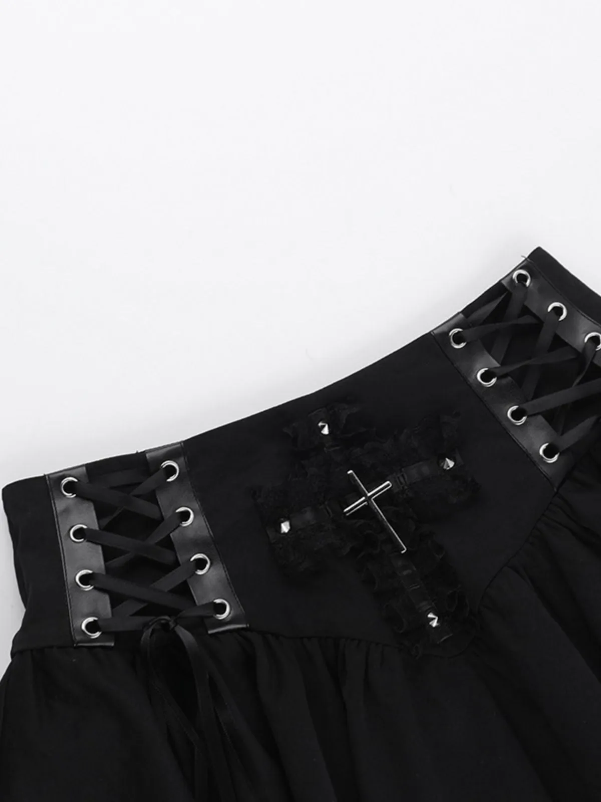 Black 1950s Lace-Up Cross Lace Skirt sold by Retro Stage product image thumbnail 5