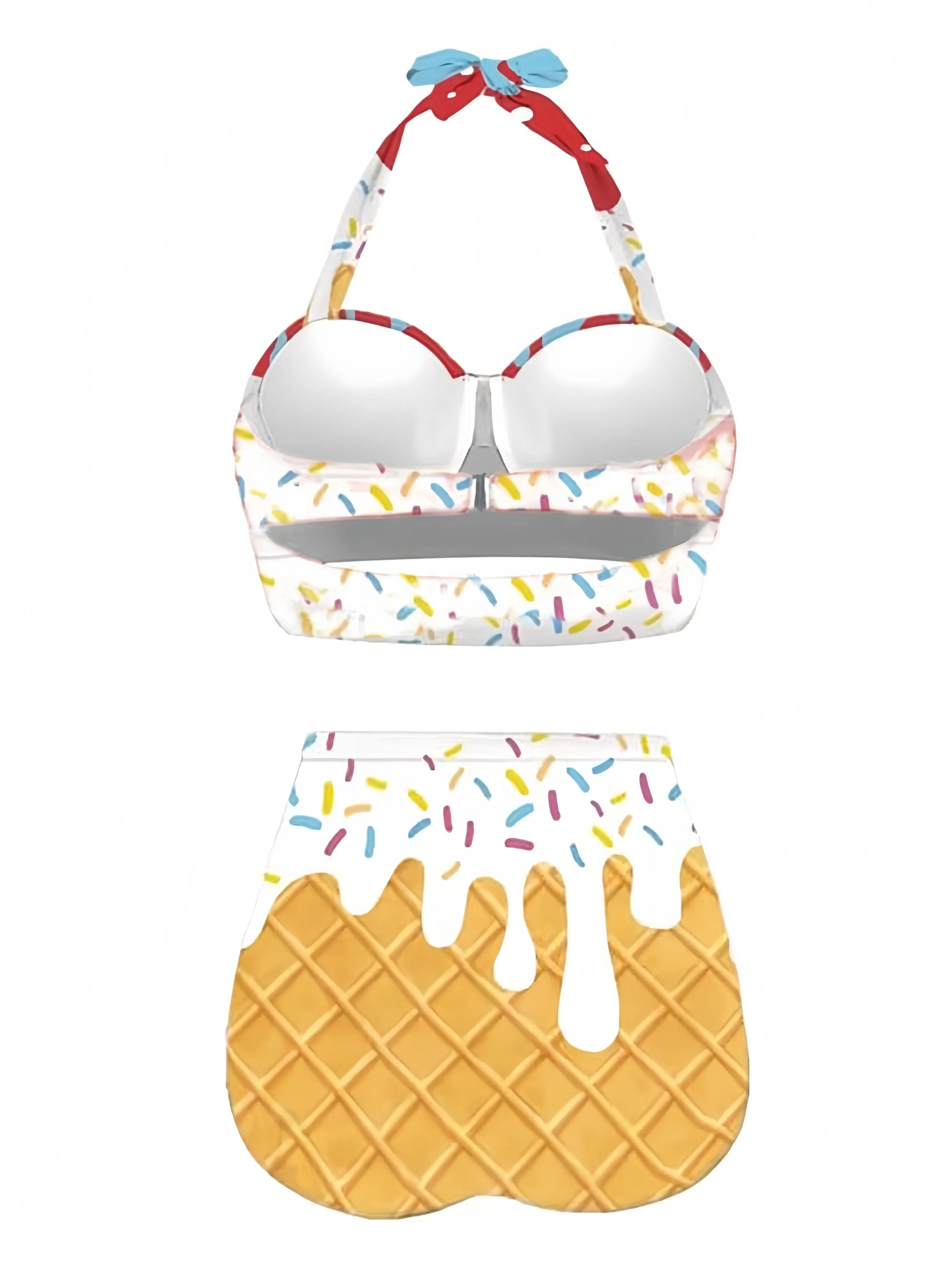 Red 1970s Halter Ice-Cream Cone Bikini Set sold by Retro Stage product image thumbnail 2