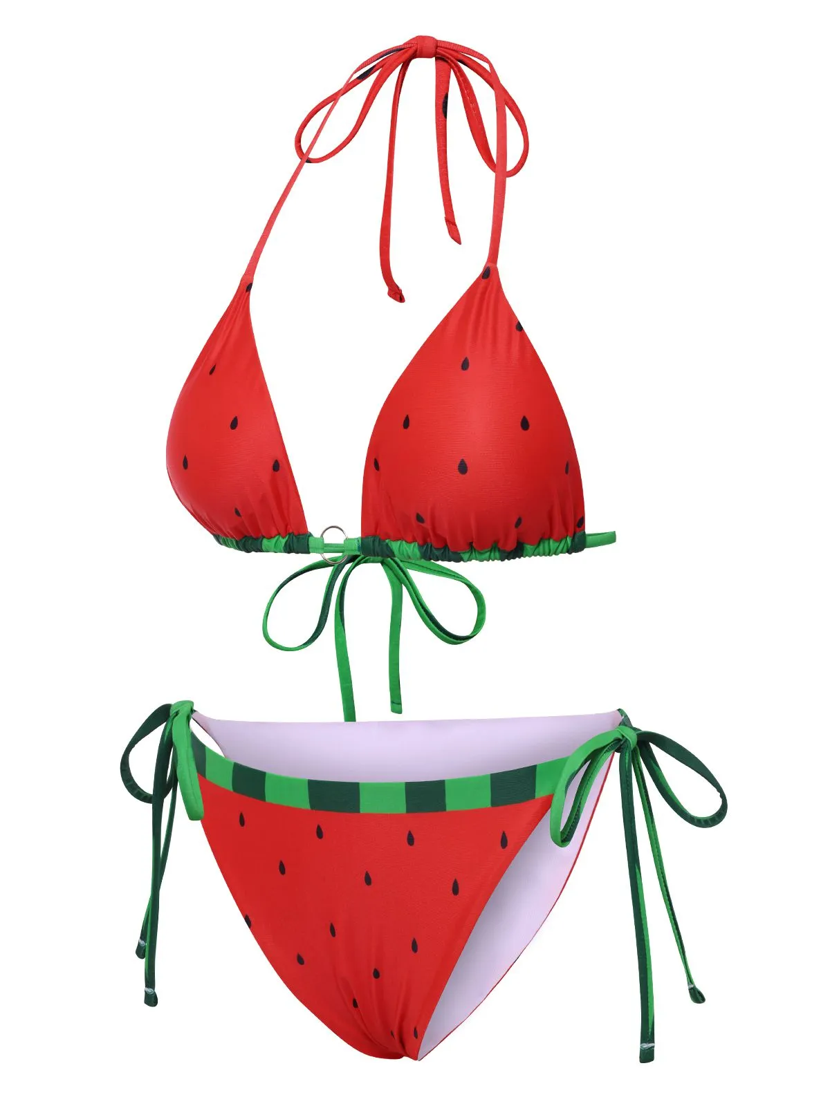 Red 1960s Watermelon Bow Tie Bikini Set sold by Retro Stage product image thumbnail 4