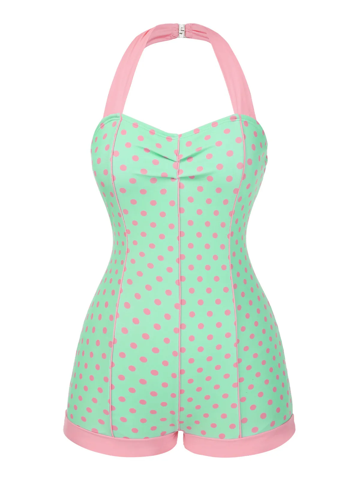 1960s Halter Contrast Polka Dots Heart Swimsuit sold by Retro Stage product image thumbnail 4