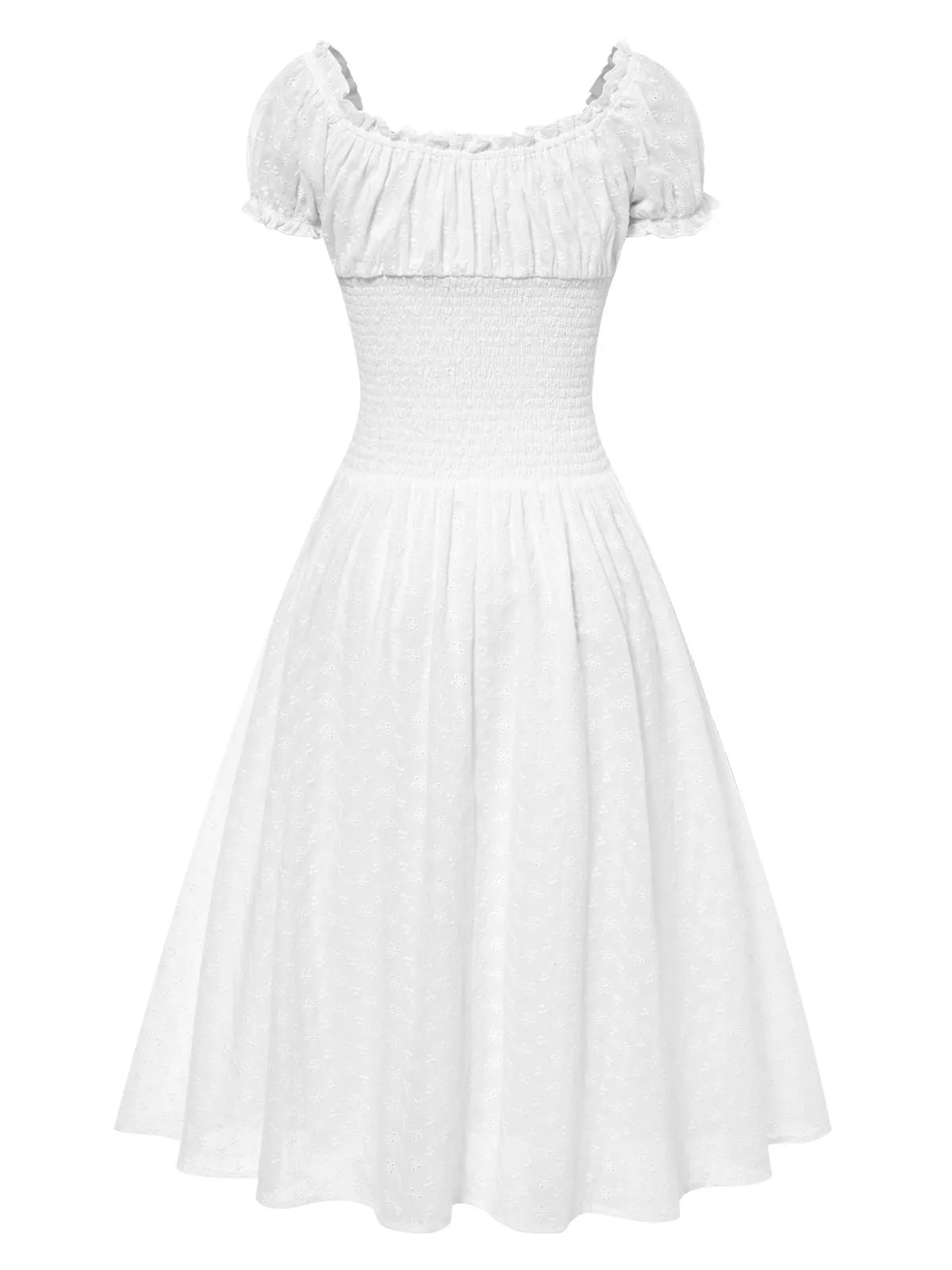 White 1940s Solid Cotton Embroidered Lace Dress sold by Retro Stage product image thumbnail 5