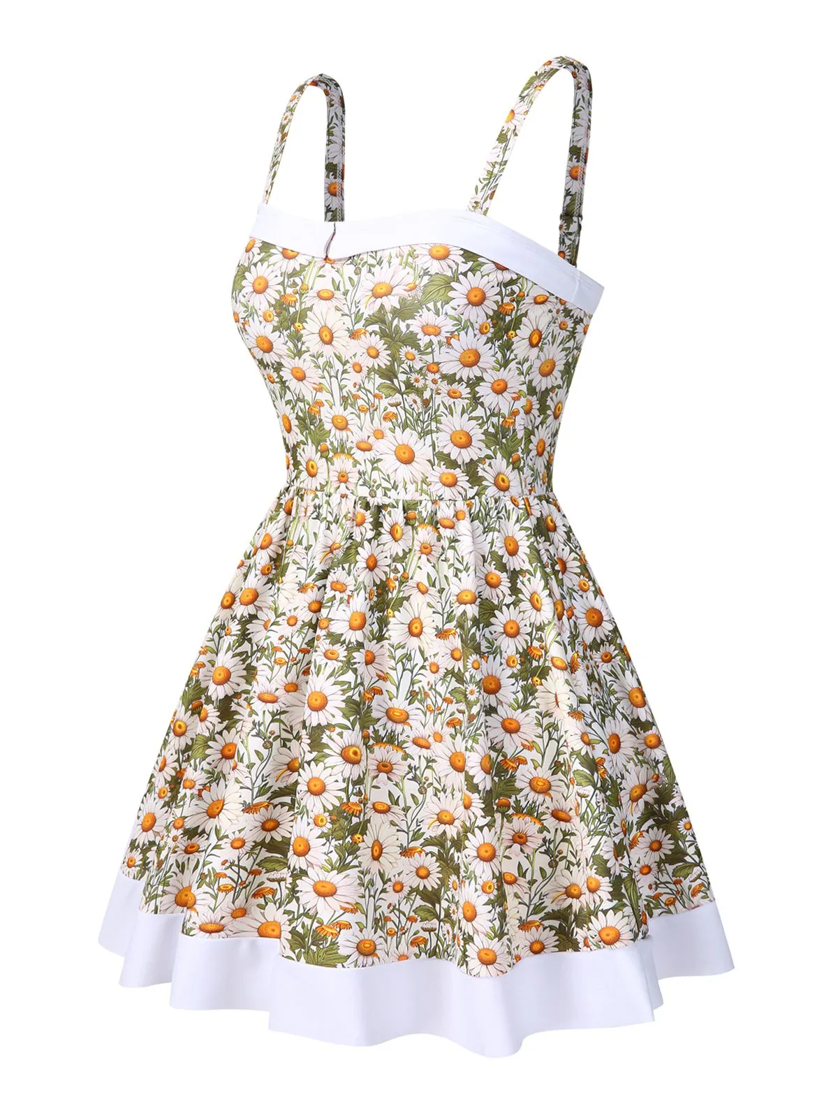 1950s Spaghetti Strap Daisy Binding Swimdress sold by Retro Stage product image thumbnail 3