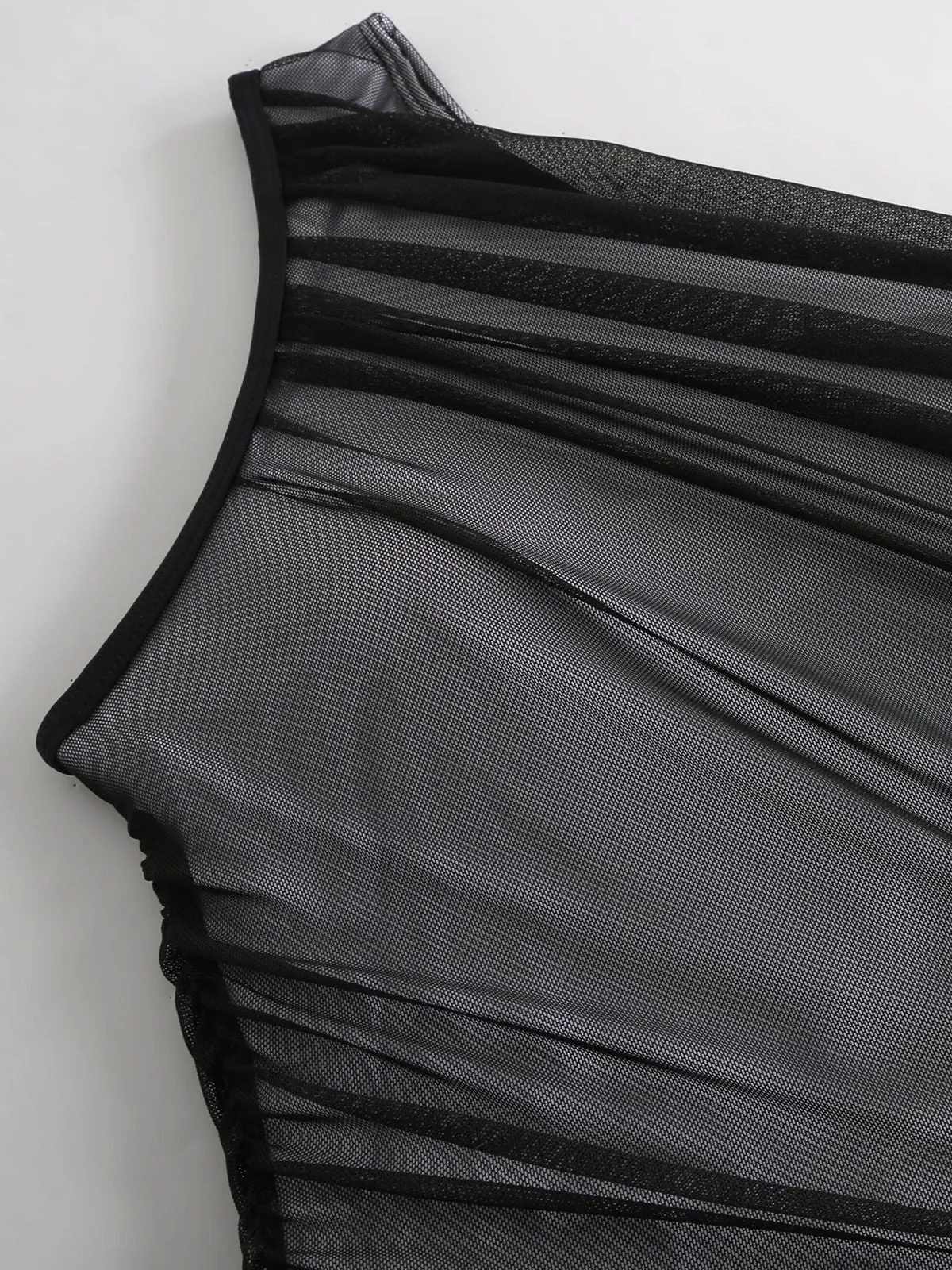 1940s Solid Mesh Pleated One-Shoulder Swimsuit sold by Retro Stage product image thumbnail 3