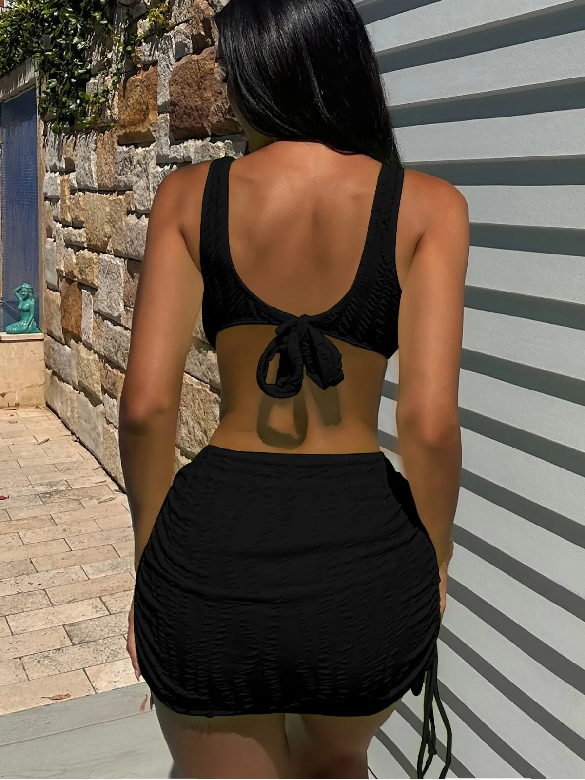 2PCS 1960s Solid Cut-Out Swimsuit & Skirt sold by Retro Stage product image thumbnail 2