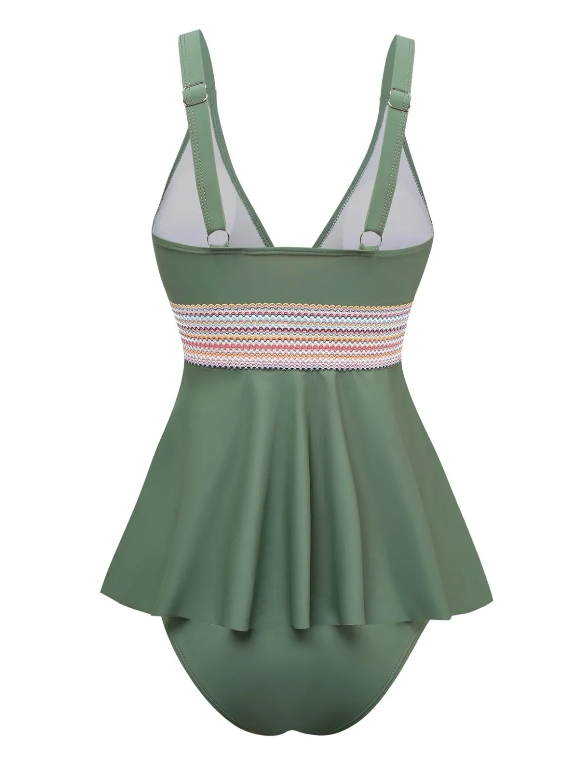 2PCS 1940s Solid Boho Ruffled Skirt Swimsuit sold by Retro Stage product image thumbnail 2