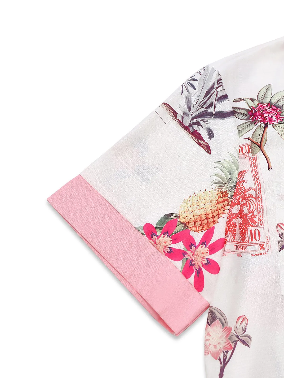 Pink 1950s Pineapple Flower Belted Lapel Romper sold by Retro Stage product image thumbnail 3