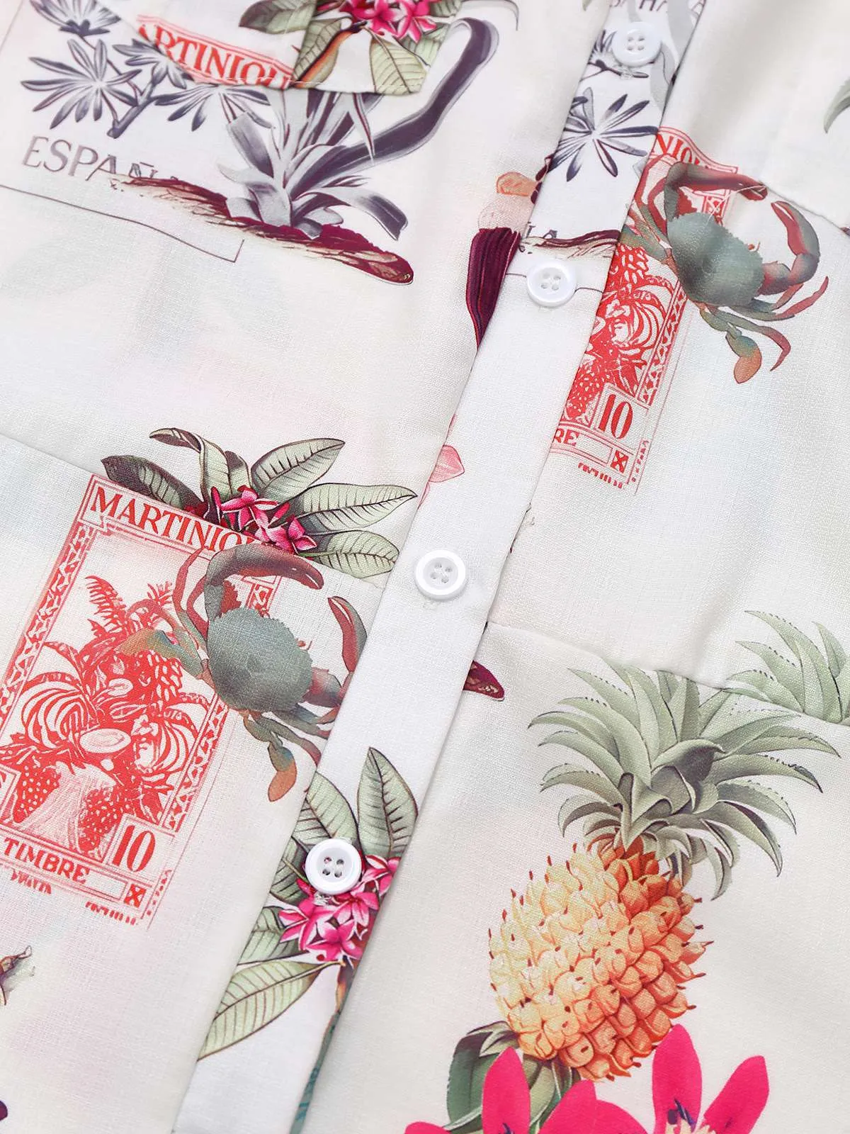 Pink 1950s Pineapple Flower Belted Lapel Romper sold by Retro Stage product image thumbnail 4