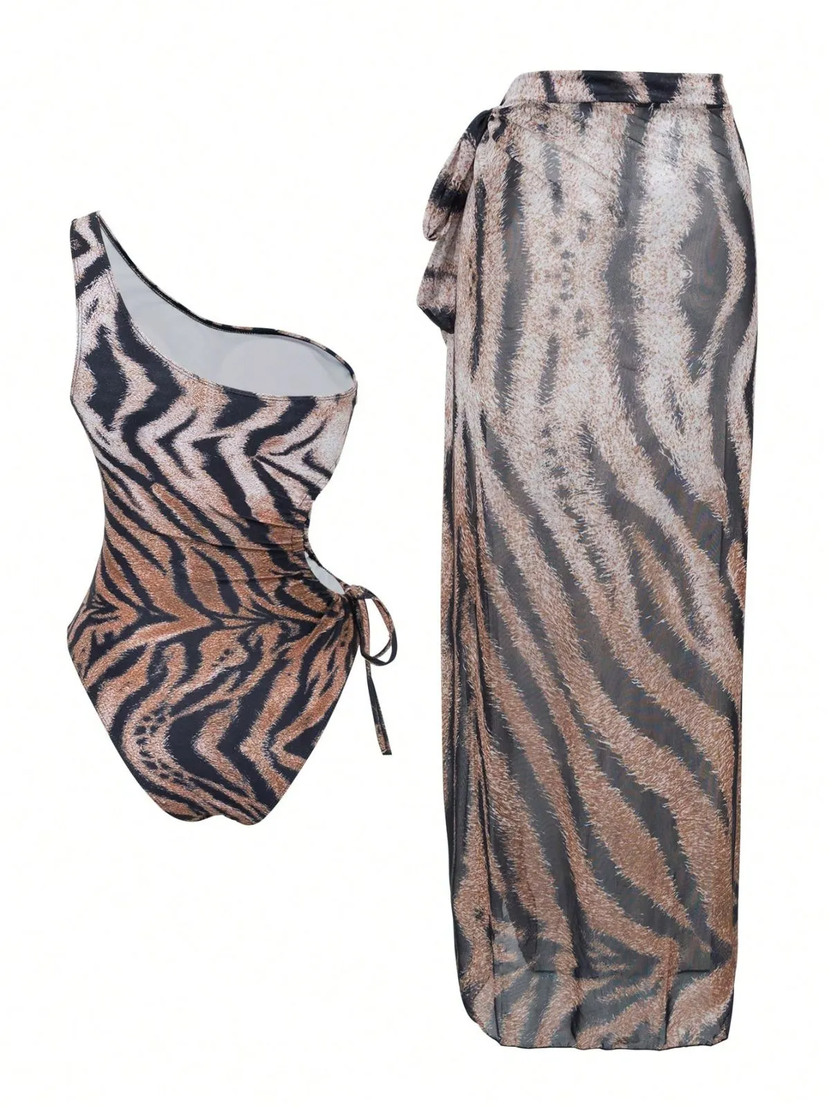 1950s Tiger One-Shoulder Swimsuit & Cover-Up sold by Retro Stage product image thumbnail 2