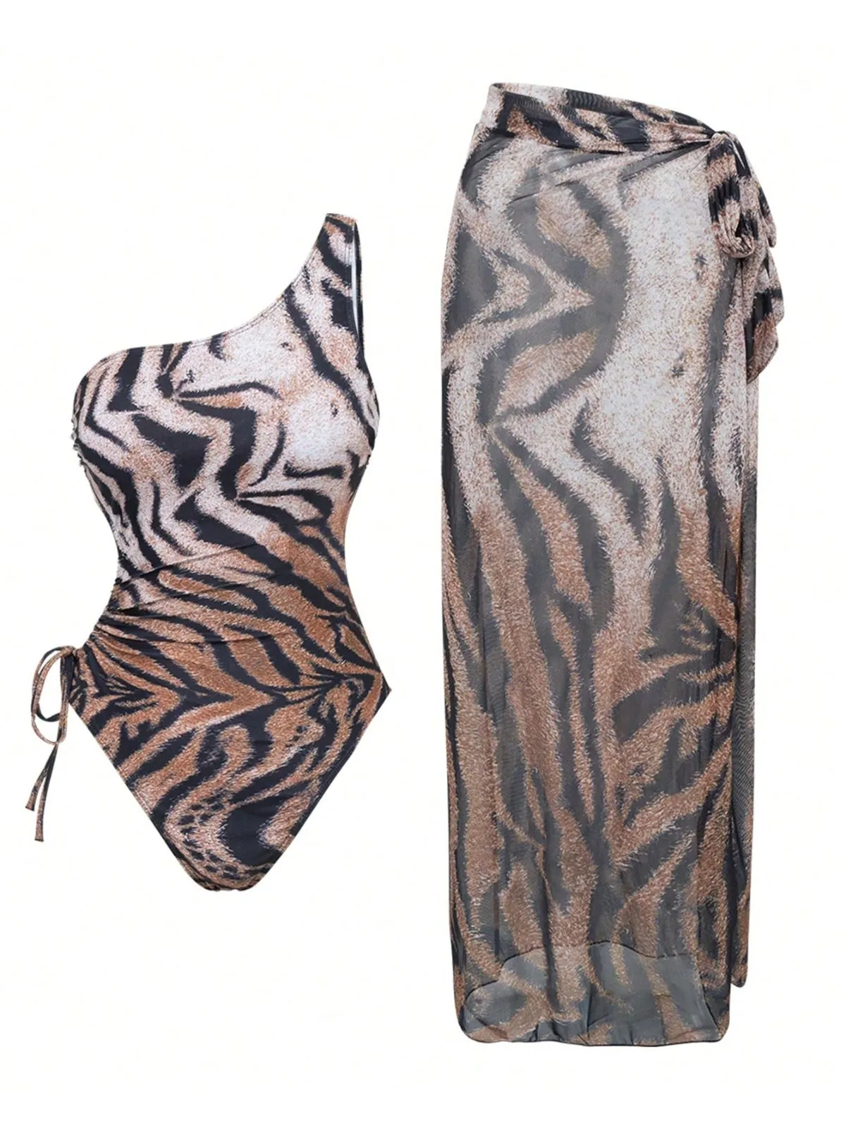 1950s Tiger One-Shoulder Swimsuit & Cover-Up sold by Retro Stage