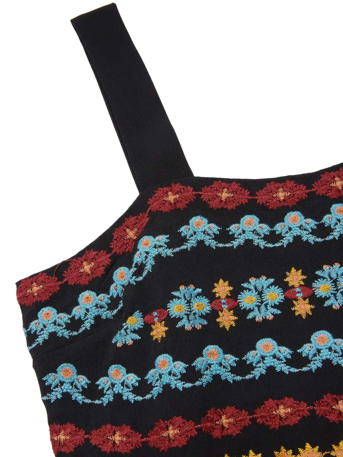 Black 1940s Strap Embroidered Floral Maxi Dress sold by Retro Stage product image thumbnail 3