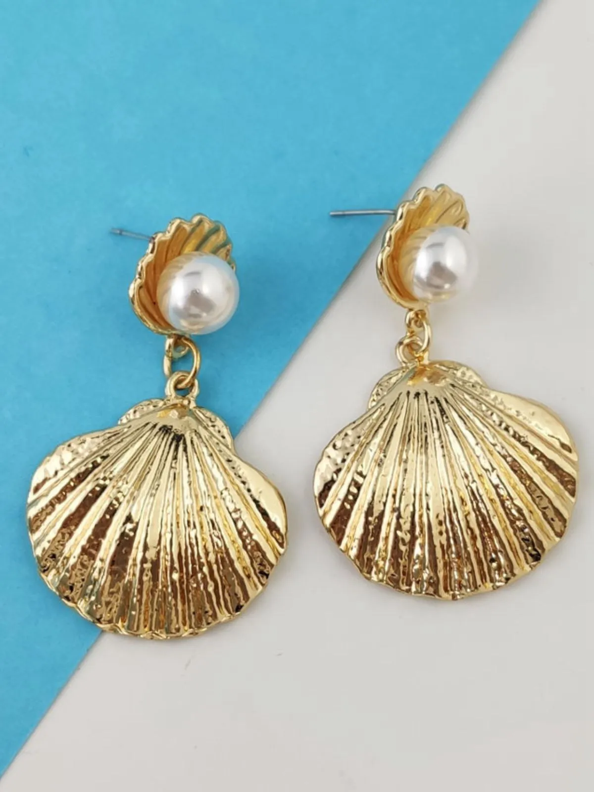 White Pearl Shell Earrings sold by Retro Stage product image thumbnail 3