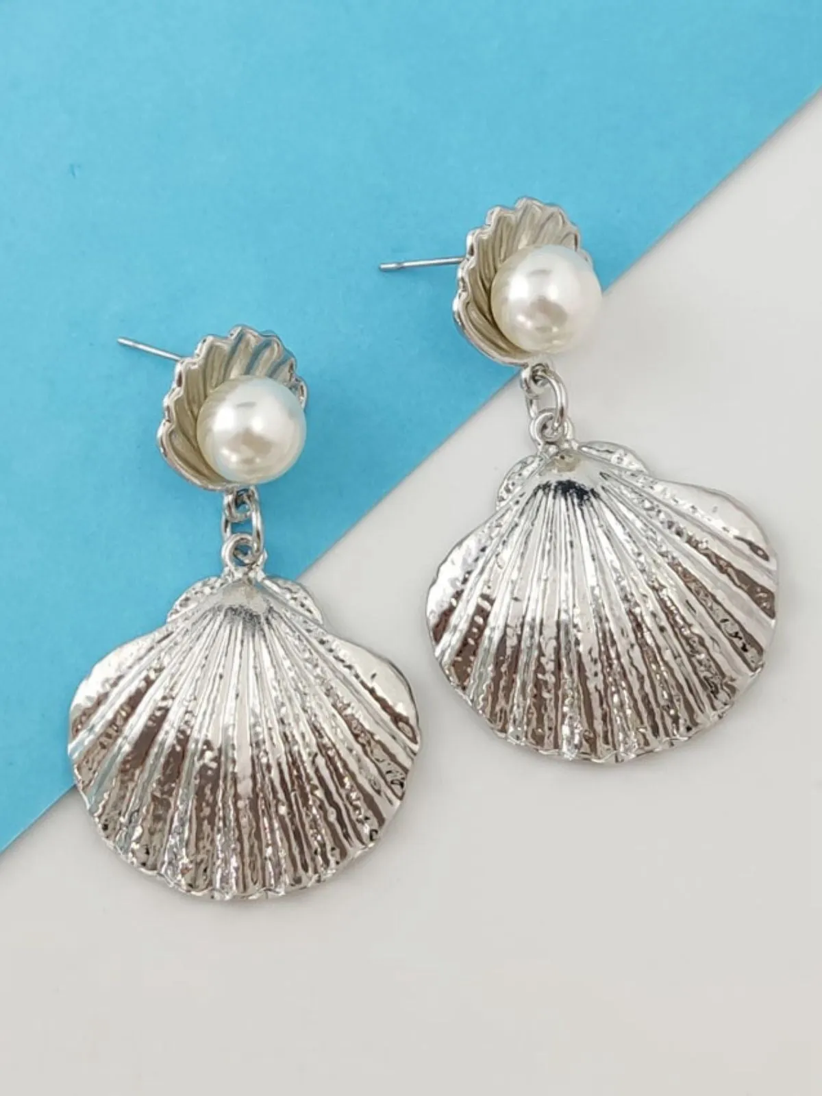White Pearl Shell Earrings sold by Retro Stage product image thumbnail 5