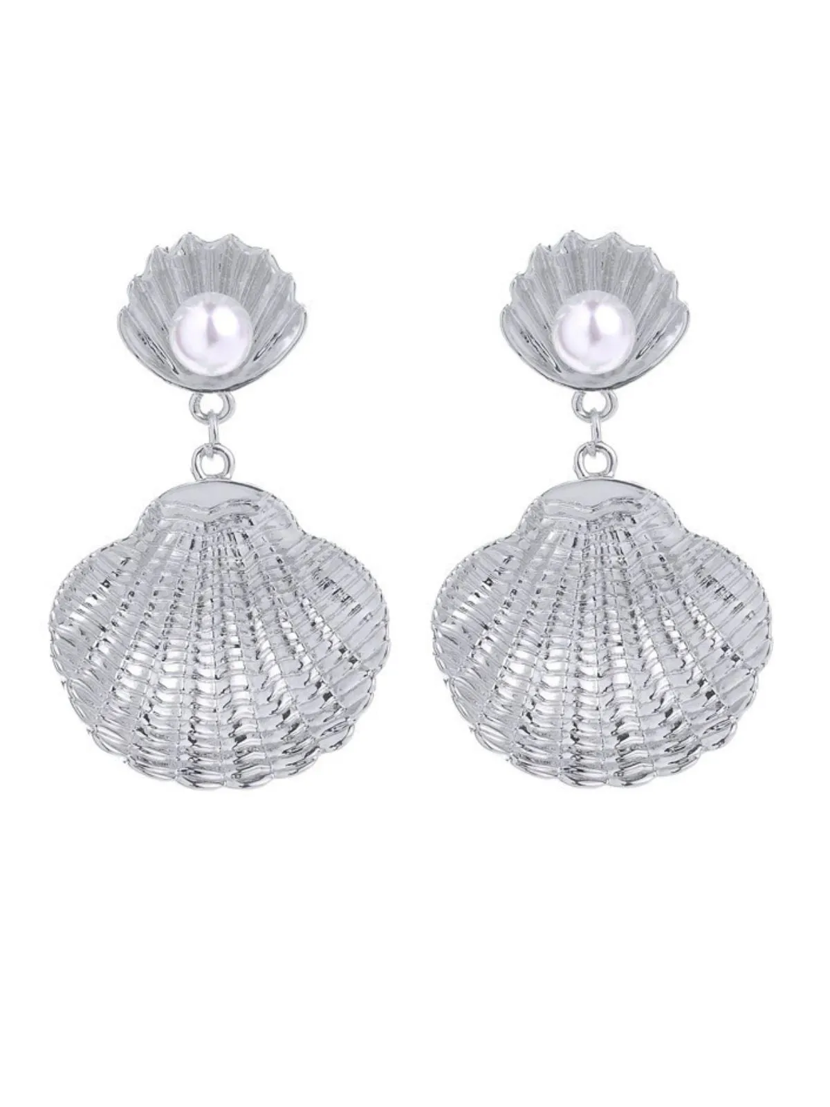 White Pearl Shell Earrings sold by Retro Stage product image thumbnail 4